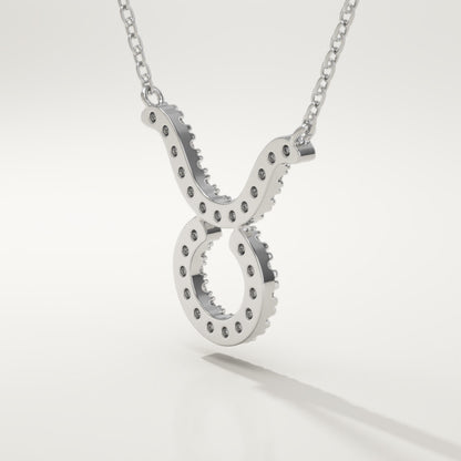 0.12 TCW Round Lab-Grown Diamond Taurus Zodiac Necklace