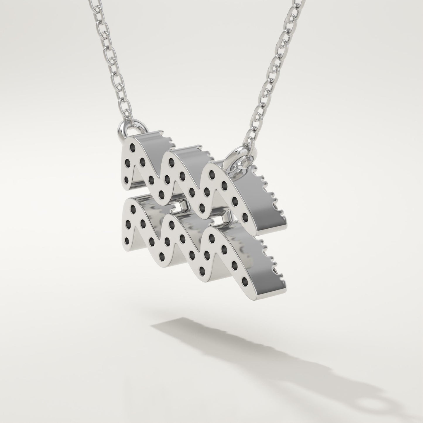 0.114 TCW Round Lab-Grown Diamond Aquarius Zodiac Necklace