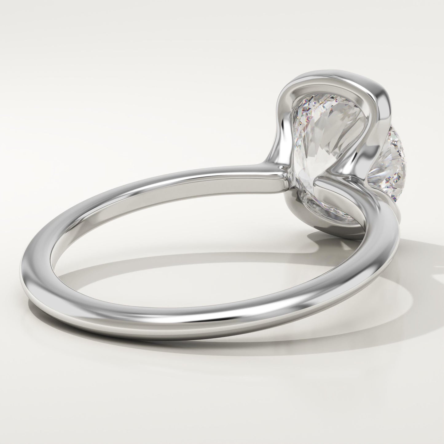 Round Cut Half Bezel Lab-Grown Diamond Engagement Ring