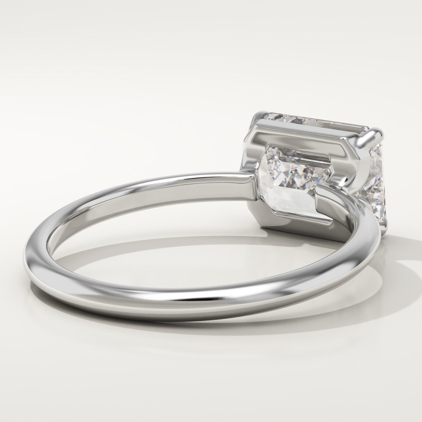 East West Emerald Cut Solitaire Lab-Grown Diamond Engagement Ring