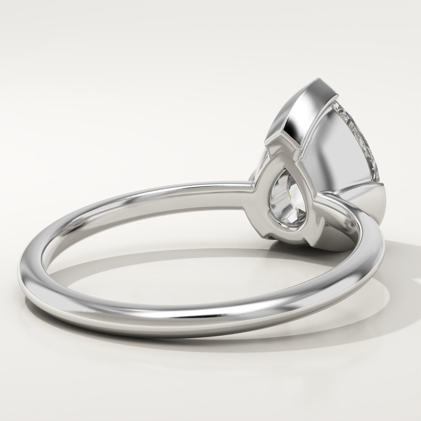 Pear Cut Half Bezel Lab-Grown Diamond Engagement Ring