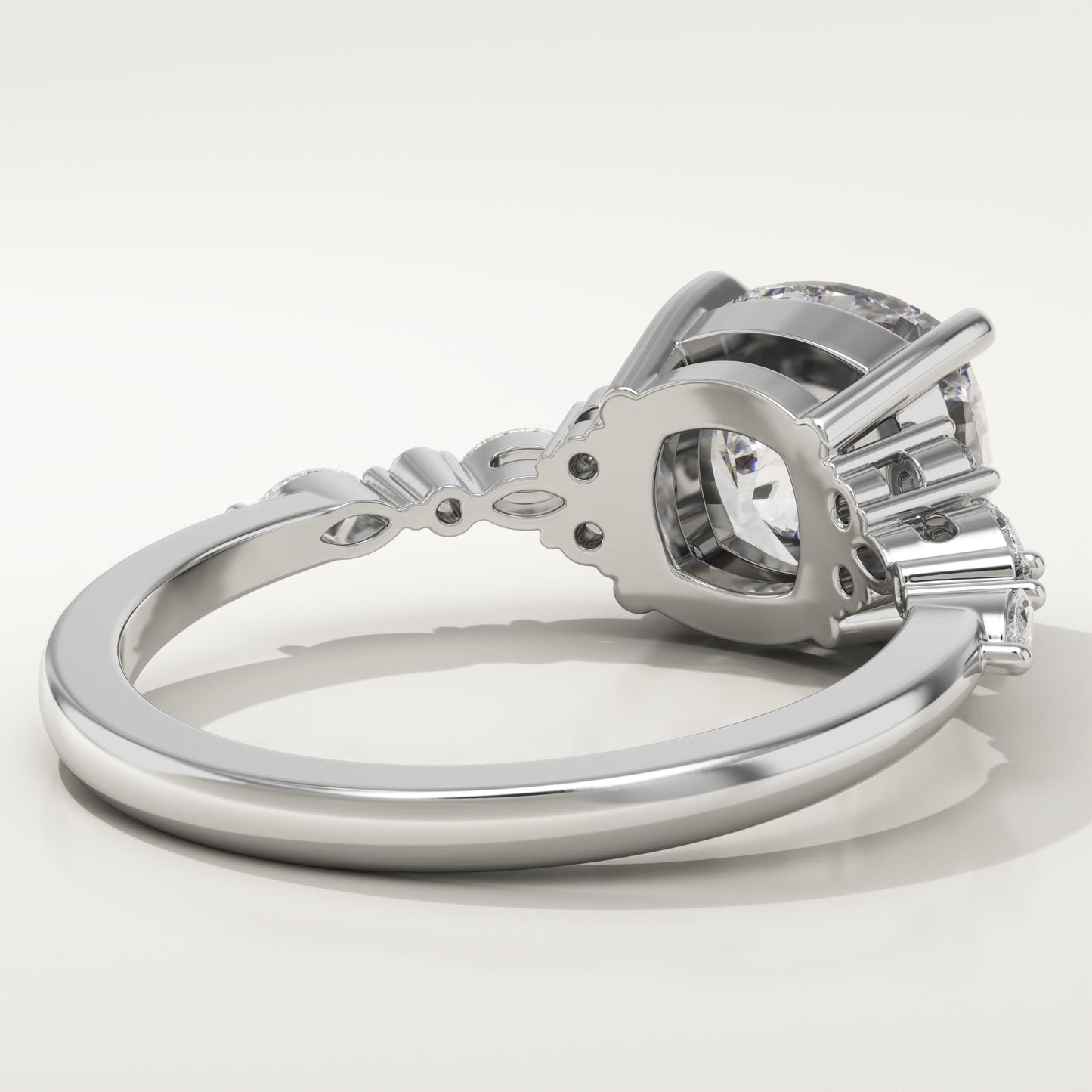 Cushion Cut Cluster Lab-Grown Diamond Engagement Ring