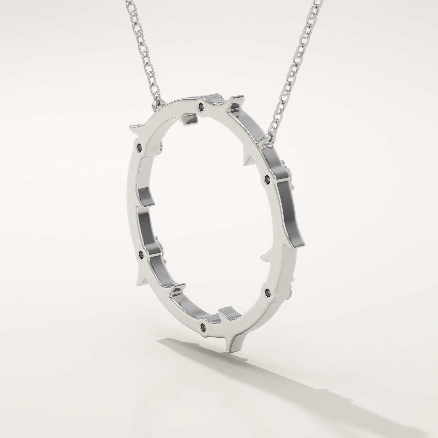 0.09 TCW Round Lab-Grown Diamond Circle Charm Necklace