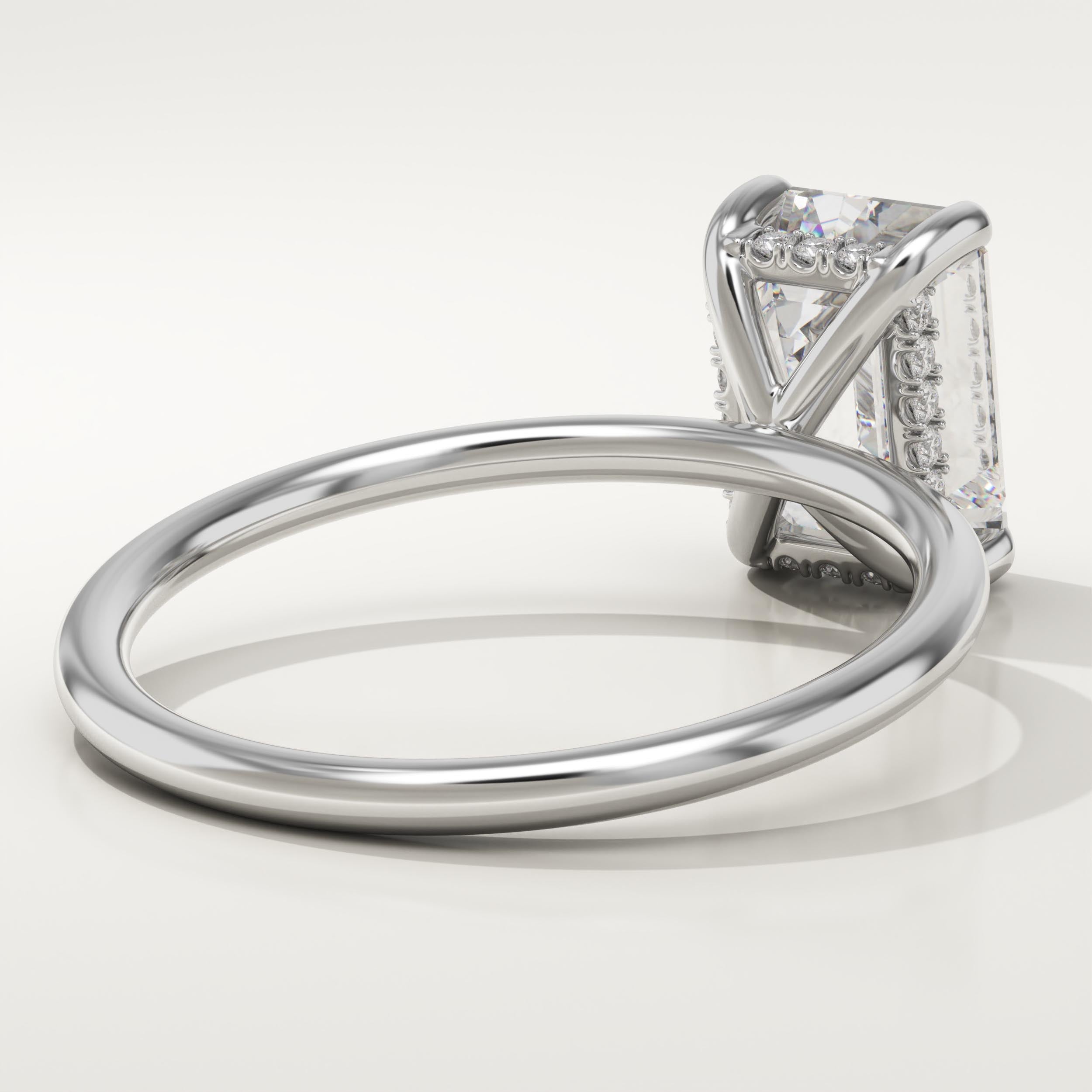 2.0 CT Emerald Cut Hidden Halo Lab-Grown Diamond Engagement Ring