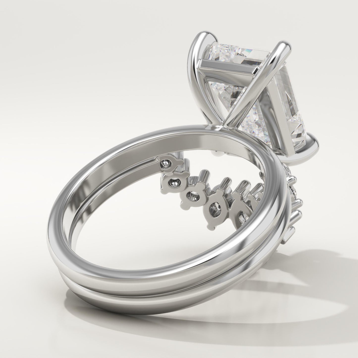 Emerald Cut Cluster Lab-Grown Diamond Bridal Set