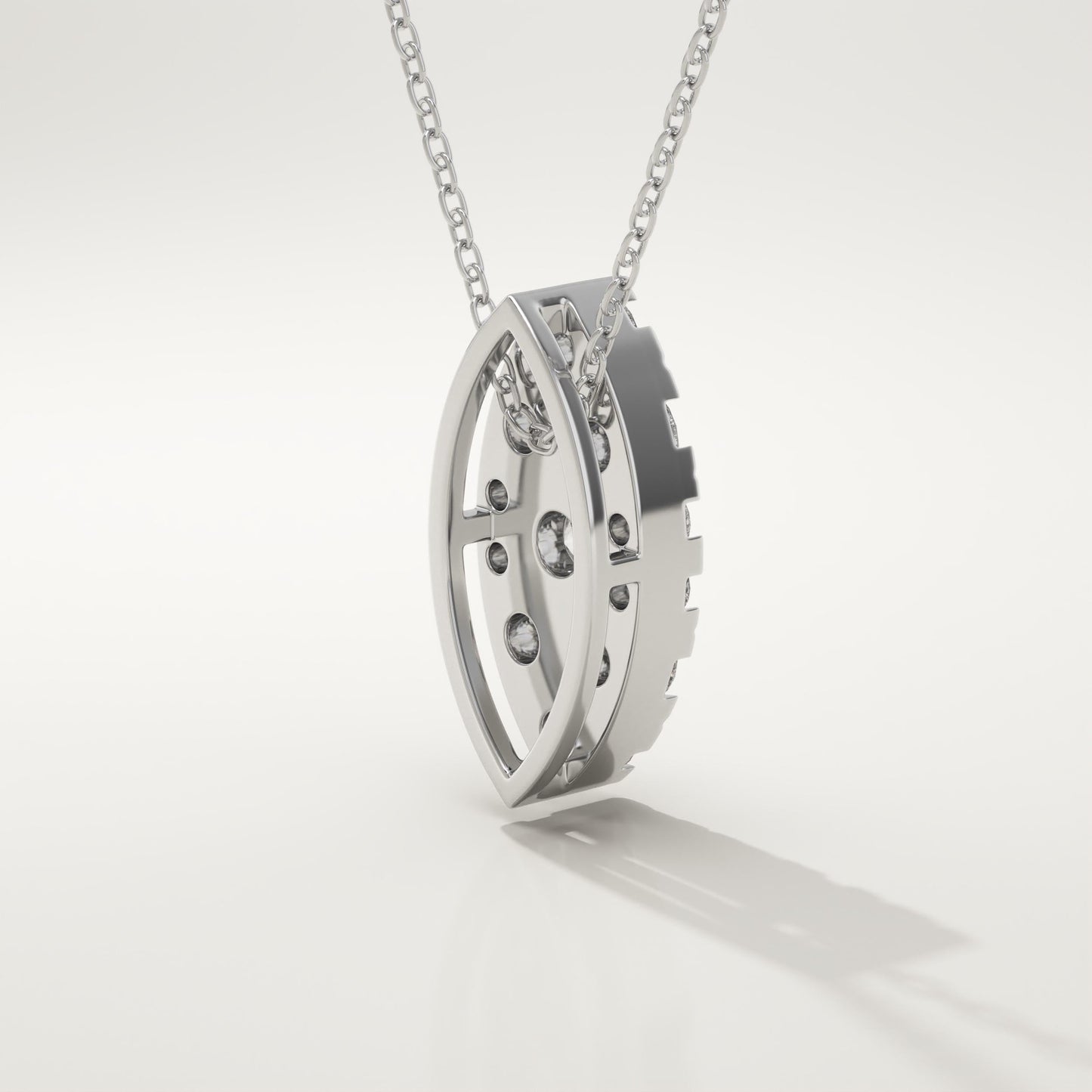 0.7 TCW Round Lab-Grown Diamond Marquise Charm Necklace