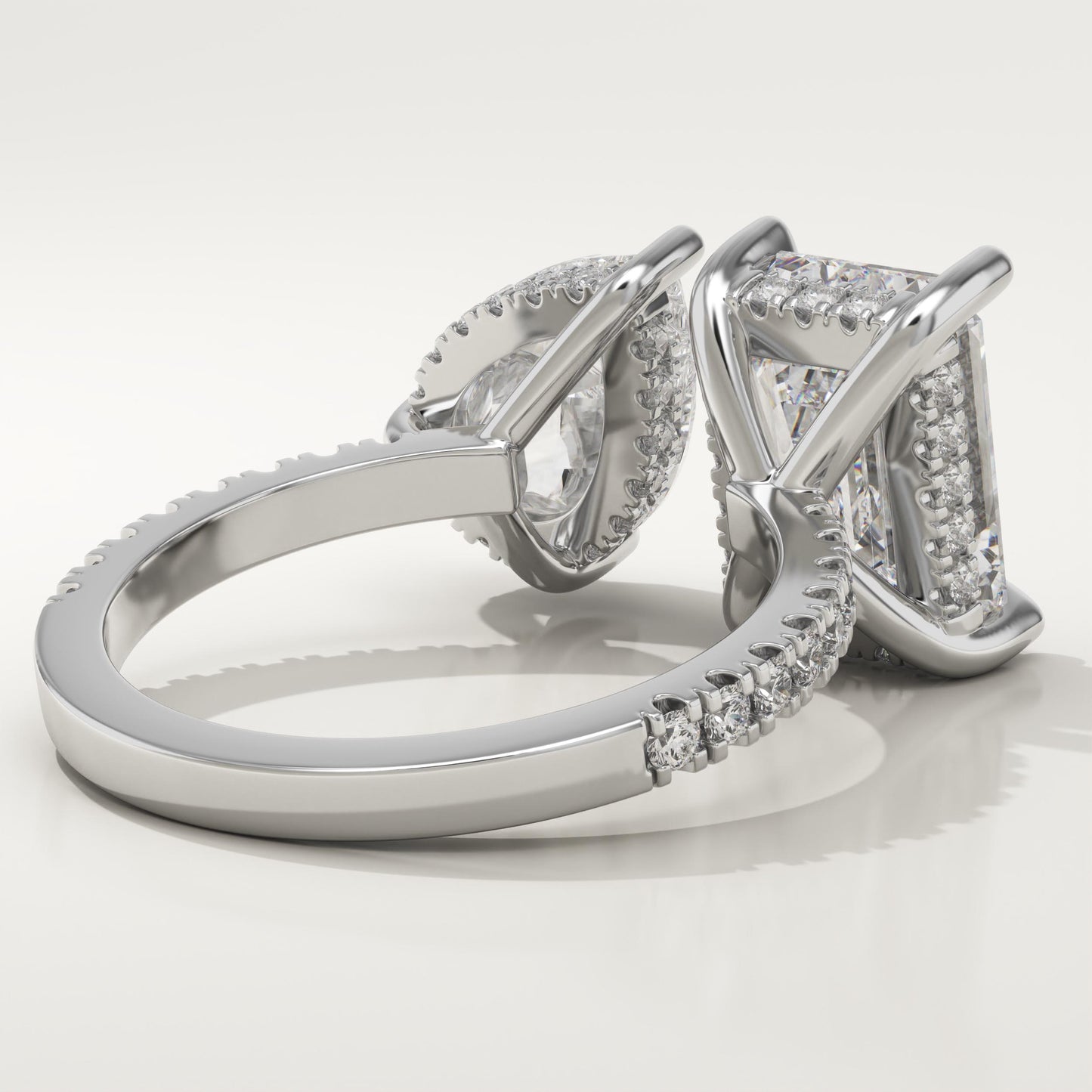 5 TCW Emerald & Pear Cut Toi Et Moi Lab-Grown Diamond Engagement Ring