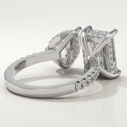 5 TCW Emerald & Pear Cut Toi Et Moi Lab-Grown Diamond Engagement Ring