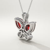 3.21 TCW Pear & Round January-Garnet Birthstone Necklace