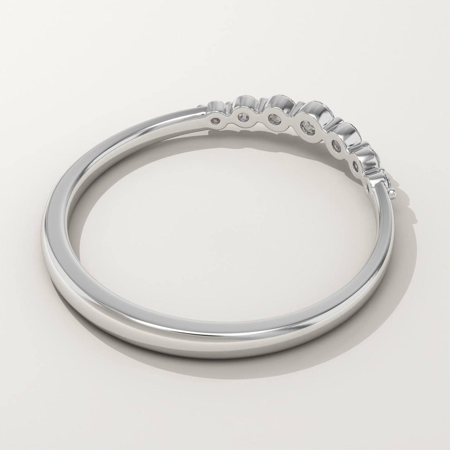 0.108 TCW Round Lab-Grown Diamond Curved Wedding Band