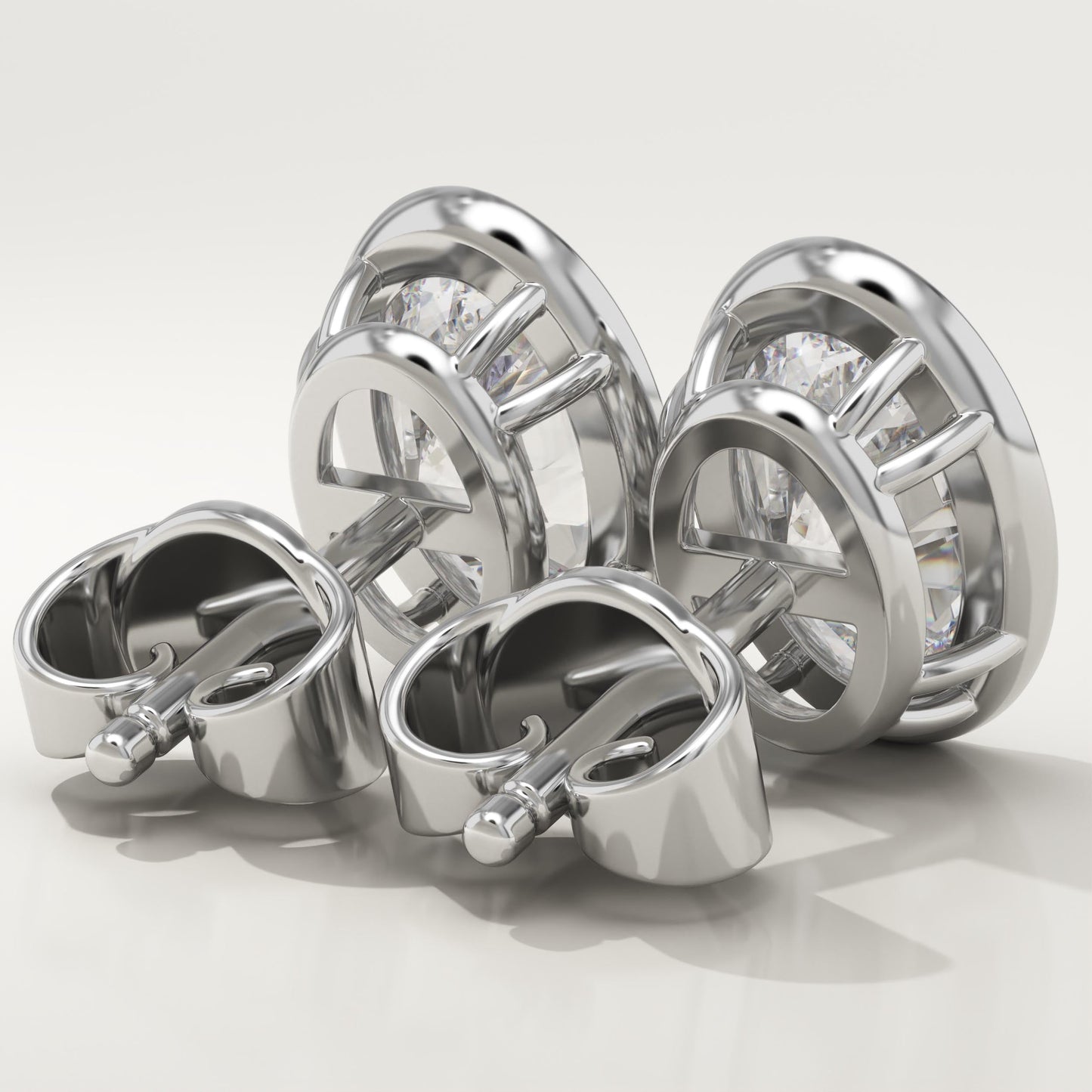 1 TCW Oval Bezel Lab-Grown Diamond Stud Earrings