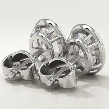 1 TCW Oval Bezel Lab-Grown Diamond Stud Earrings
