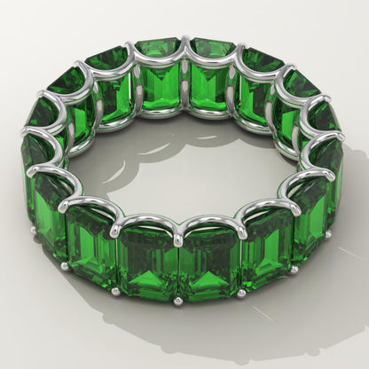 8.91 TCW Emerald Shaped May-Emerald Birthstone Wedding Band