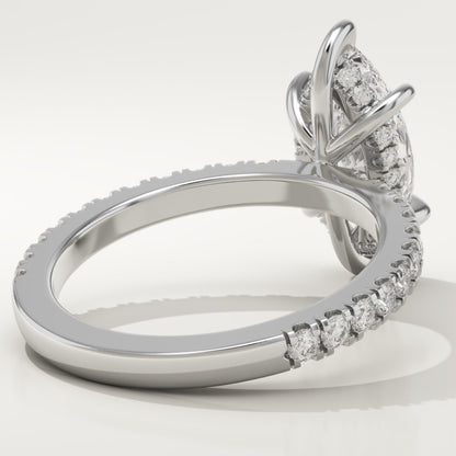 Marquise Cut Hidden Halo & Pave Lab-Grown Diamond Engagement Ring