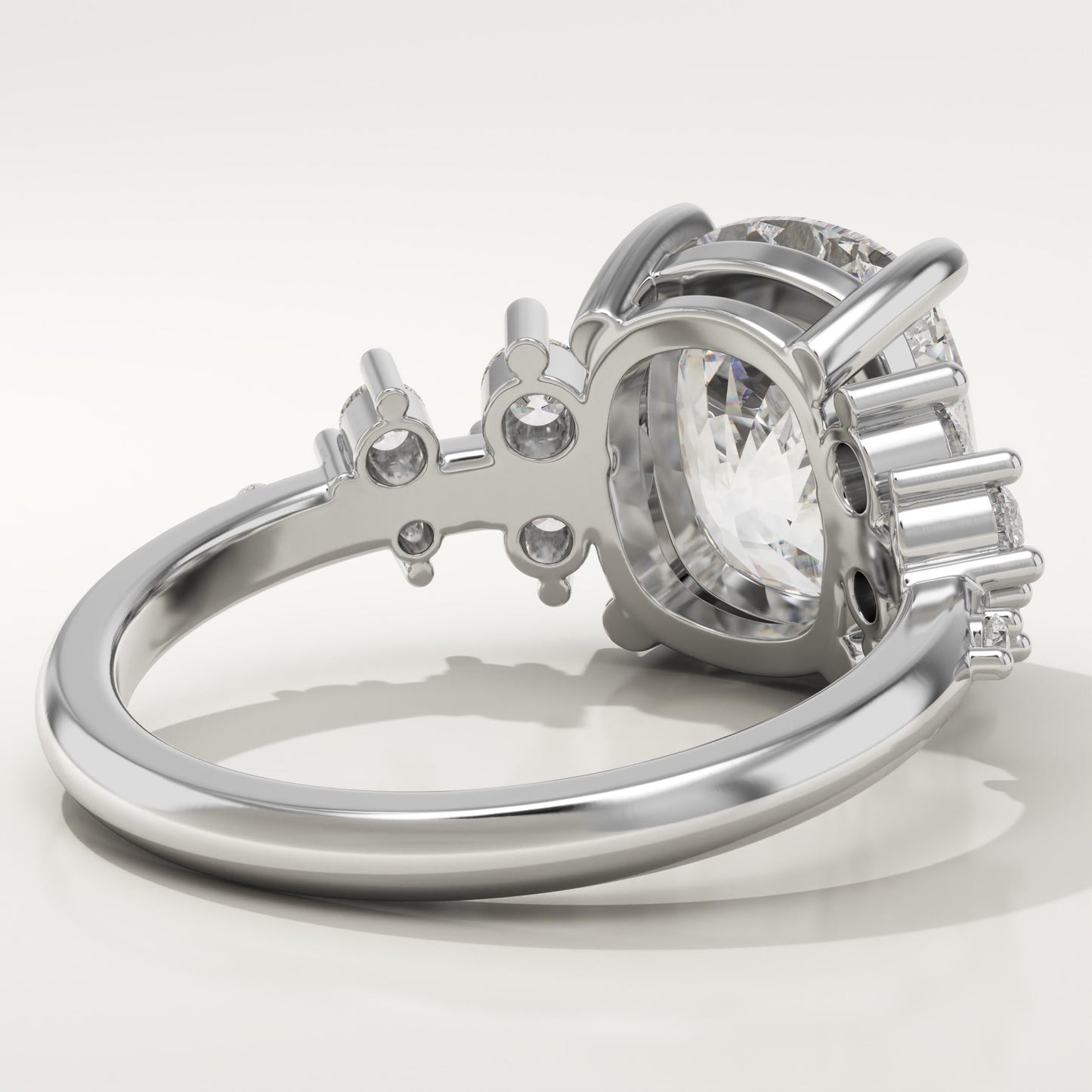 Elongated Cushion Cut Cluster Lab-Grown Diamond Engagement Ring