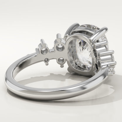 Elongated Cushion Cut Cluster Lab-Grown Diamond Engagement Ring