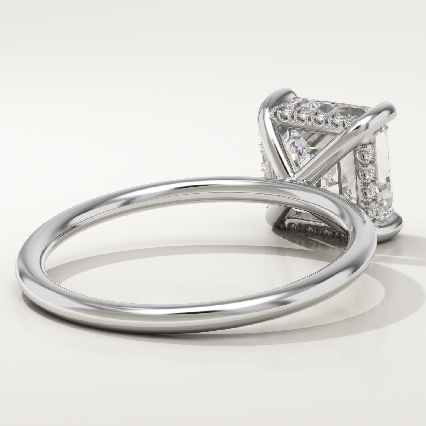 2.25 CT Asscher Cut Hidden Halo Moissanite Engagement Ring