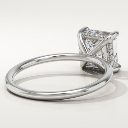 2.25 CT Asscher Cut Hidden Halo Moissanite Engagement Ring