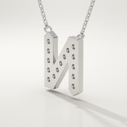 0.31 TCW Round Lab-Grown Diamond N Initial Necklace