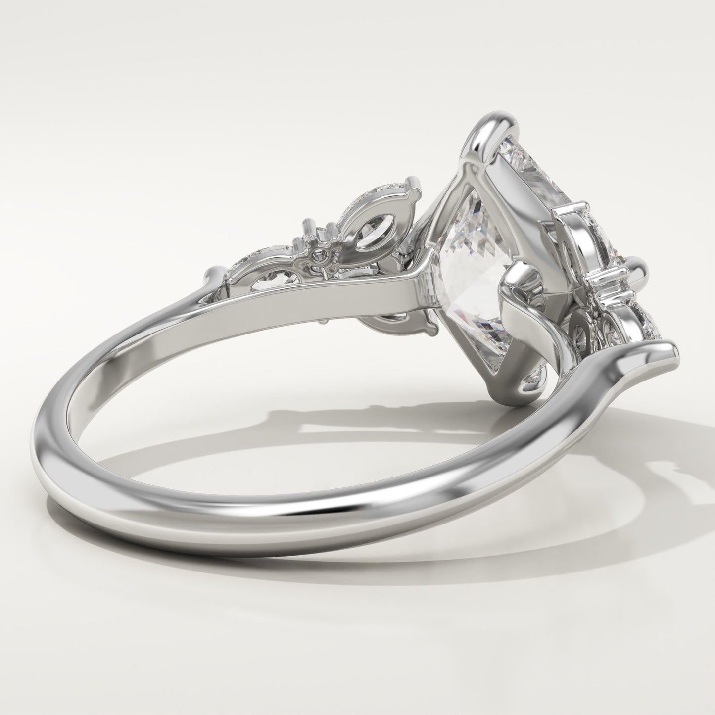 Princess Cut Cluster Lab-Grown Diamond Engagement Ring