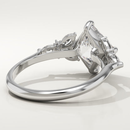 Princess Cut Cluster Lab-Grown Diamond Engagement Ring