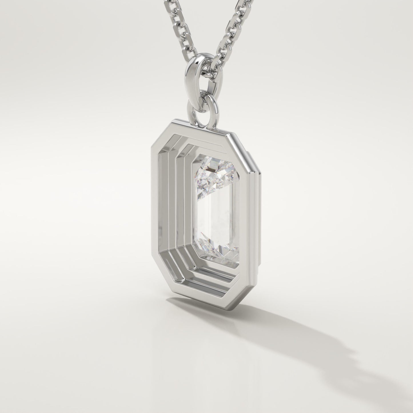 2 CT Emerald Lab-Grown Diamond Solitaire & Bezel Necklace