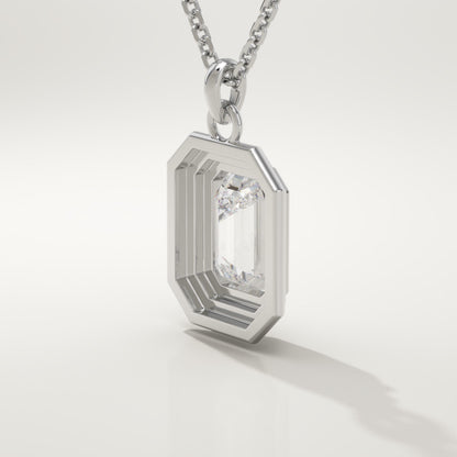 2 CT Emerald Lab-Grown Diamond Solitaire & Bezel Necklace