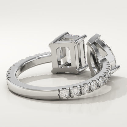 1.75 TCW Pear & Emerald Cut Toi Et Moi Pave Lab-Grown Diamond Engagement Ring