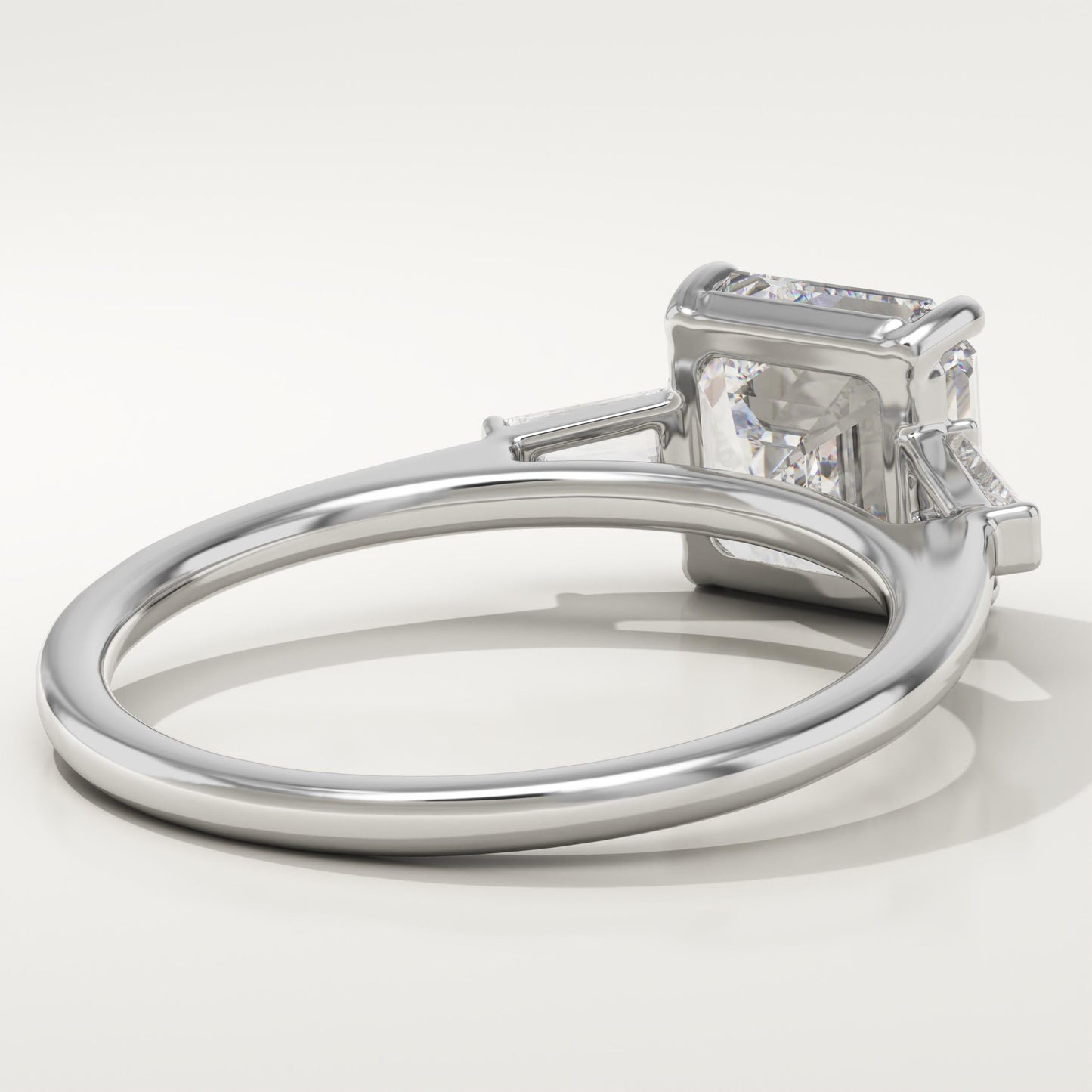 2 CT Asscher Cut Three Stone Moissanite Engagement Ring