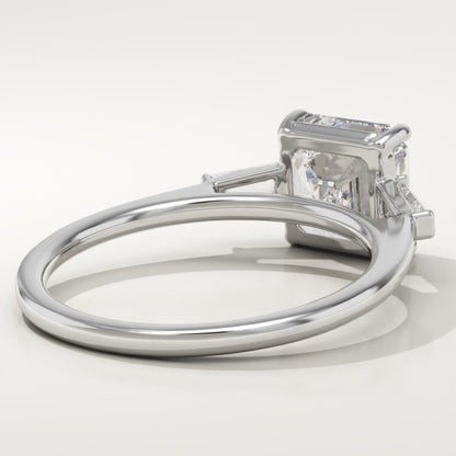 2 CT Asscher Cut Three Stone Moissanite Engagement Ring