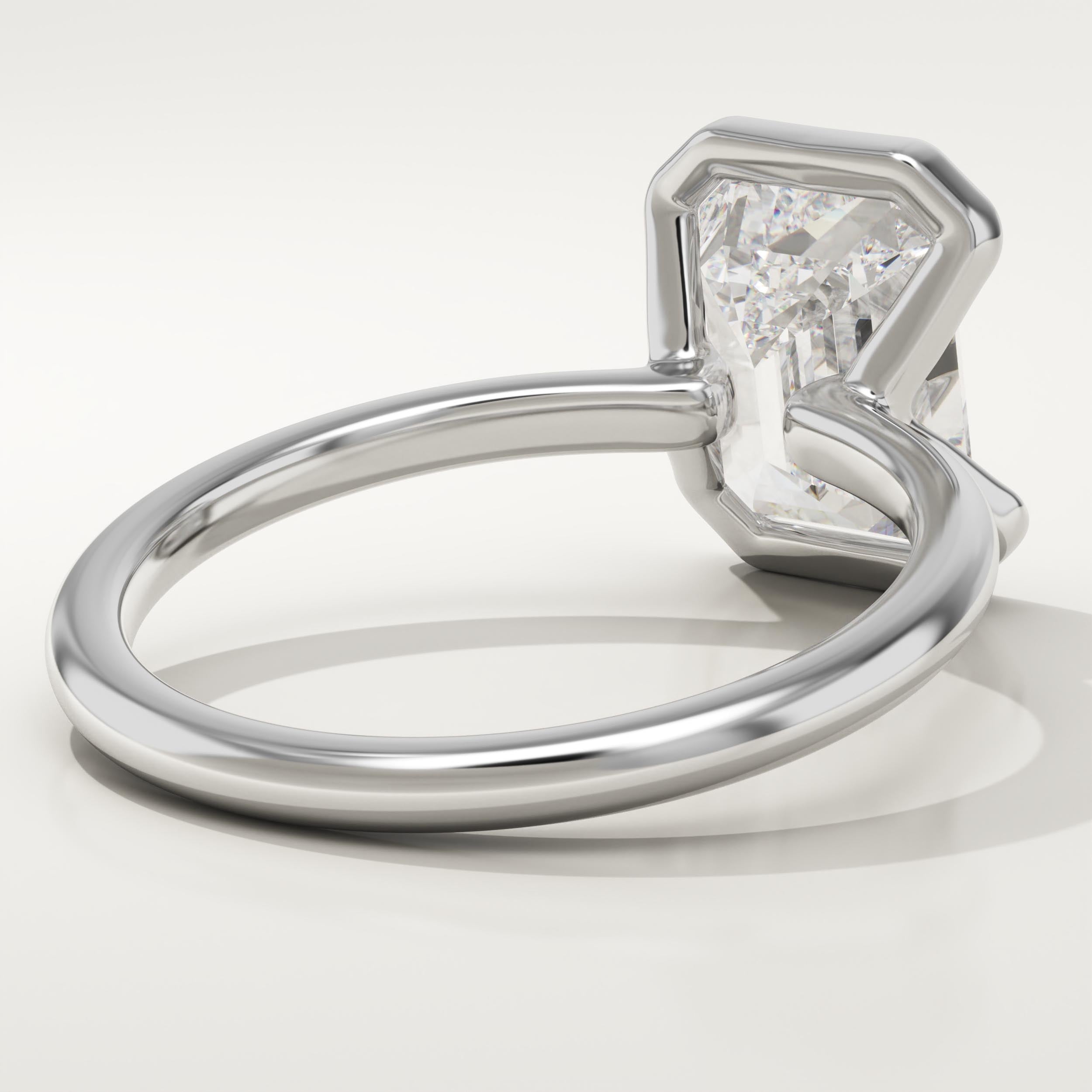 2.0 CT Emerald Cut Half Bezel Lab-Grown Diamond Engagement Ring