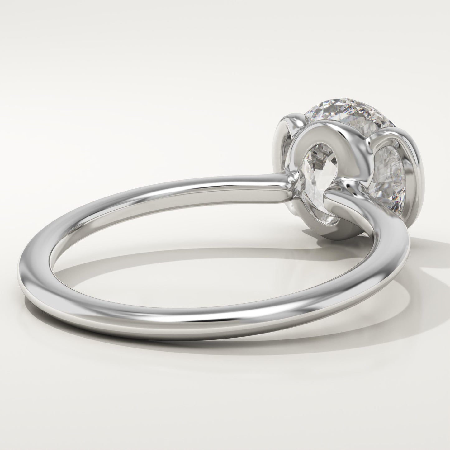 Round Cut Half Bezel Lab-Grown Diamond Engagement Ring