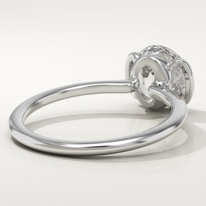 Round Cut Half Bezel Lab-Grown Diamond Engagement Ring