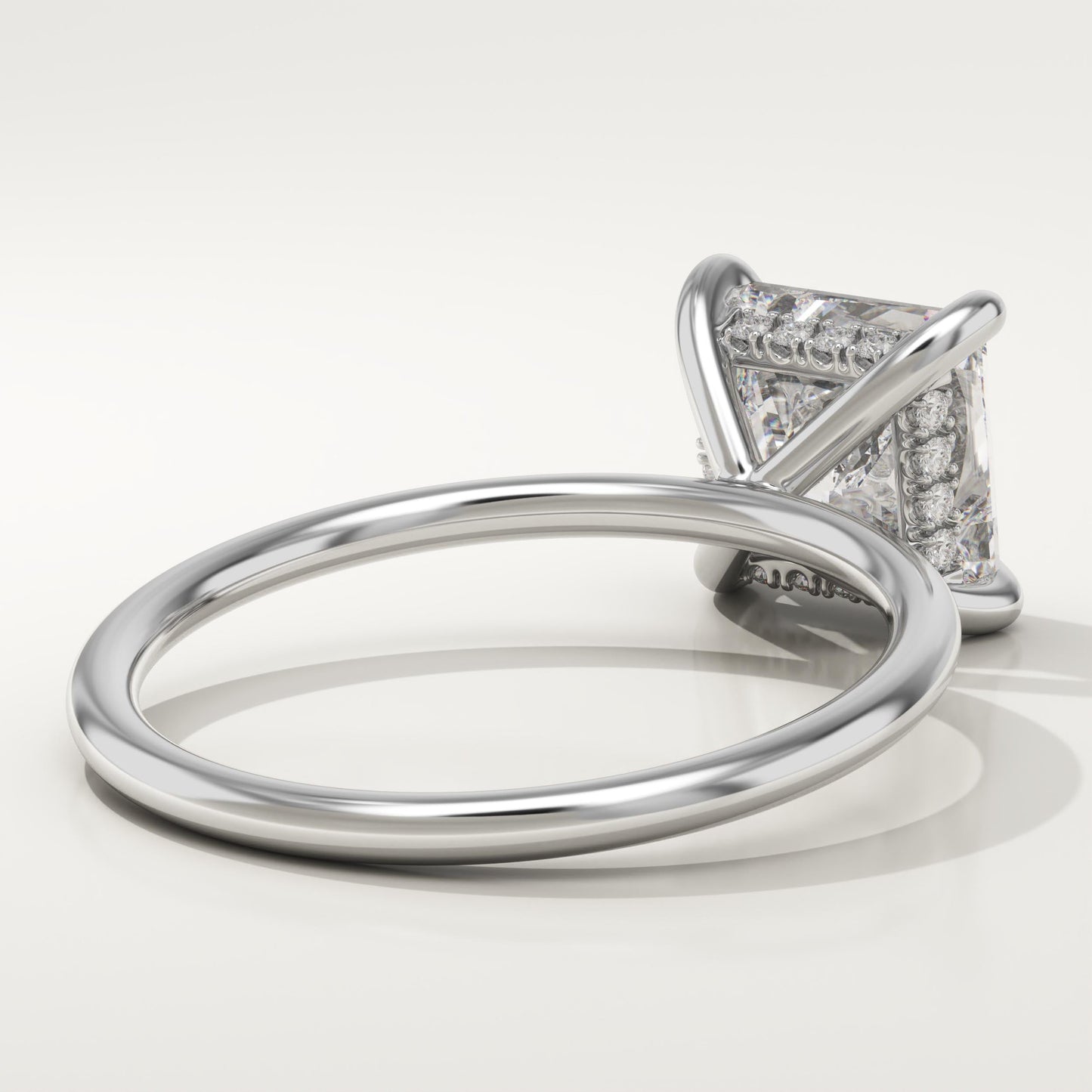 2.25 CT Princess Cut Hidden Halo Moissanite Engagement Ring