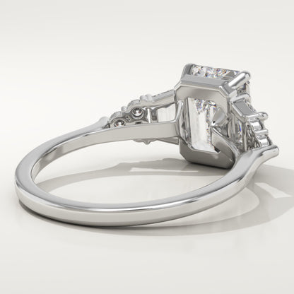 2 CT Emerald Cut Cluster Moissanite Engagement Ring