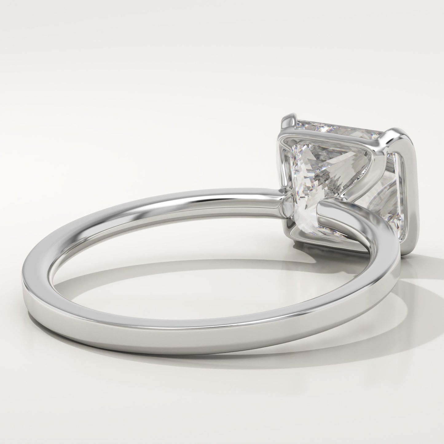 Princess Cut Half Bezel Lab-Grown Diamond Engagement Ring
