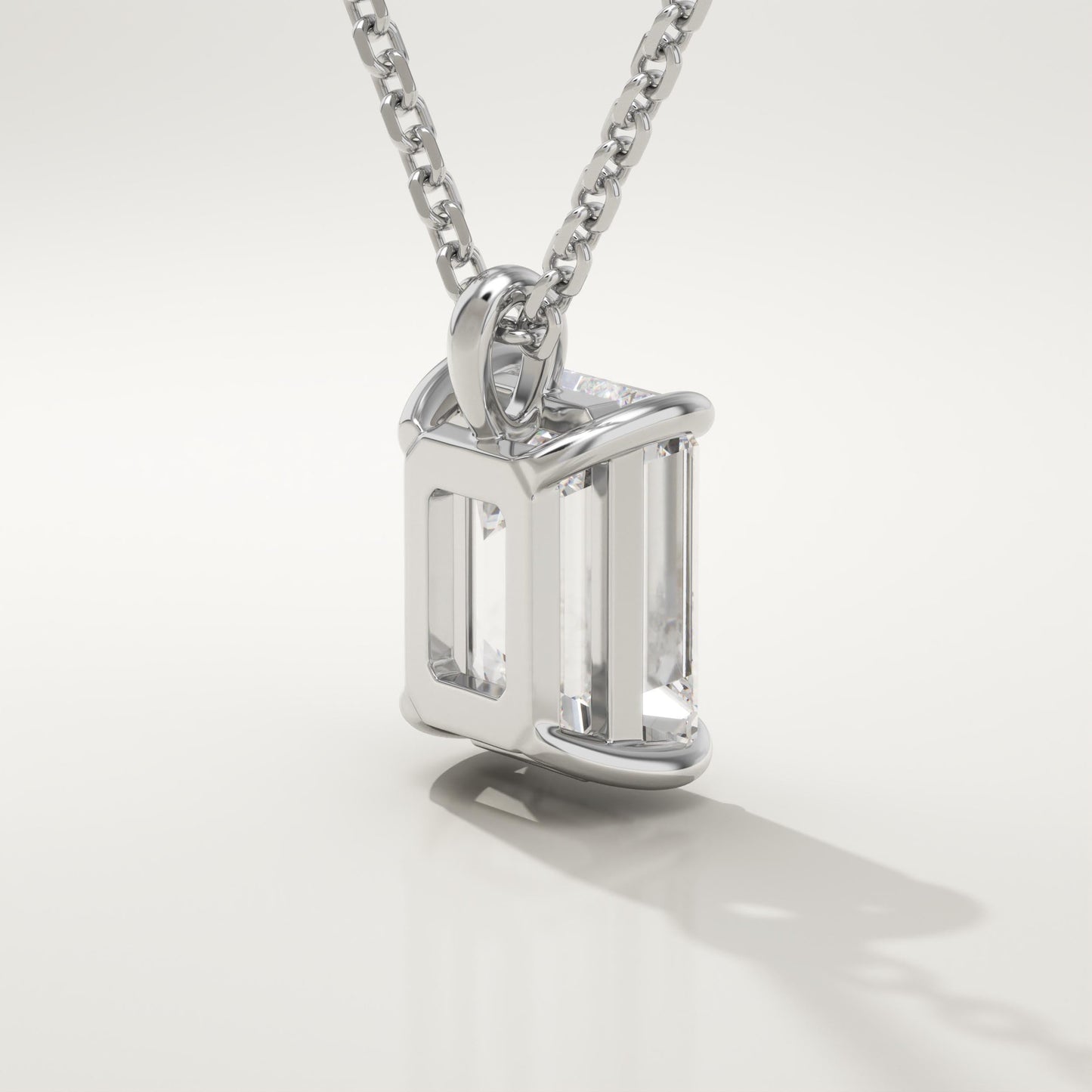 2 CT Emerald Cut Lab-Grown Diamond Solitaire Necklace