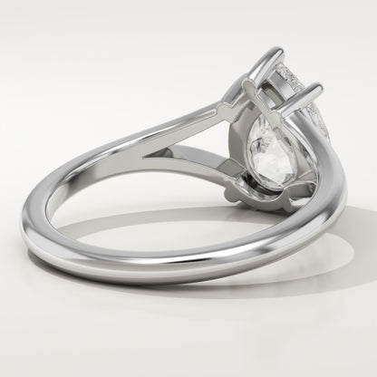Pear Cut Solitaire Split Shank Lab-Grown Diamond Engagement Ring