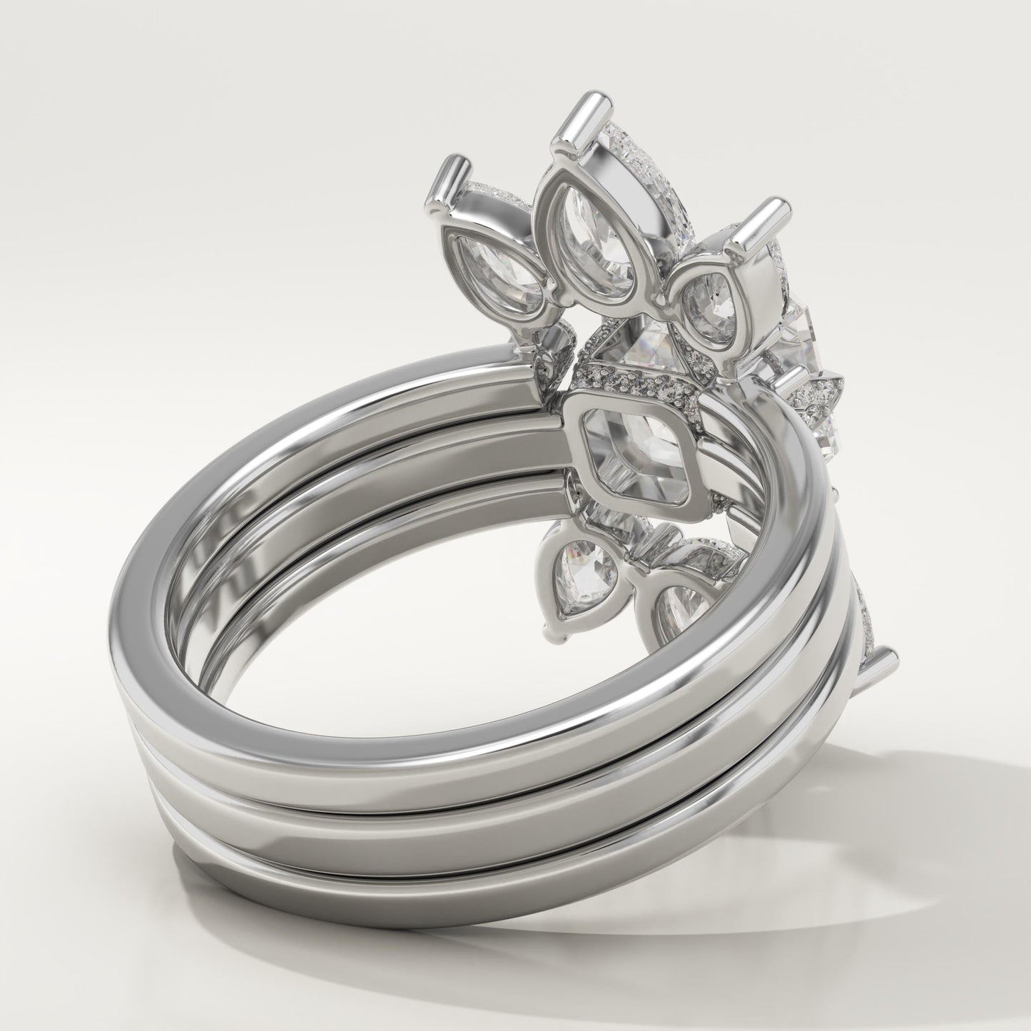 Asscher Cut Cluster Lab-Grown Diamond Bridal Set