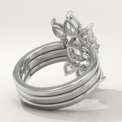 Asscher Cut Cluster Lab-Grown Diamond Bridal Set