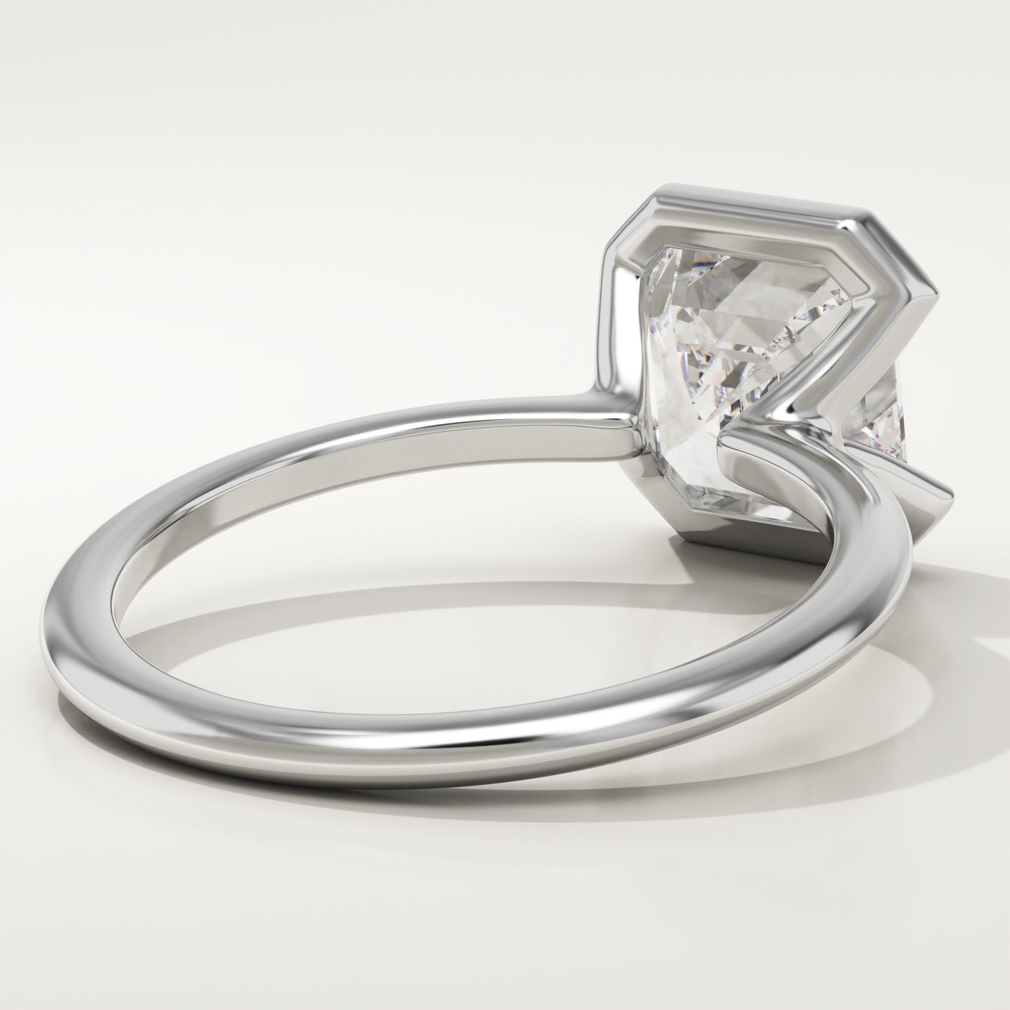 2 CT Asscher Cut Half Bezel Moissanite Engagement Ring