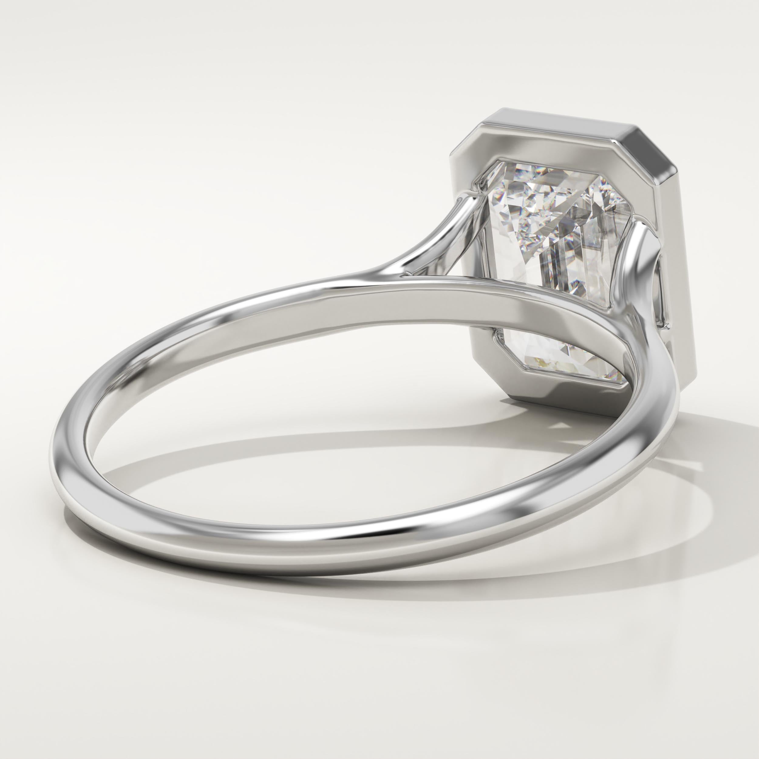 2.0 CT Emerald Cut Bezel Lab-Grown Diamond Engagement Ring