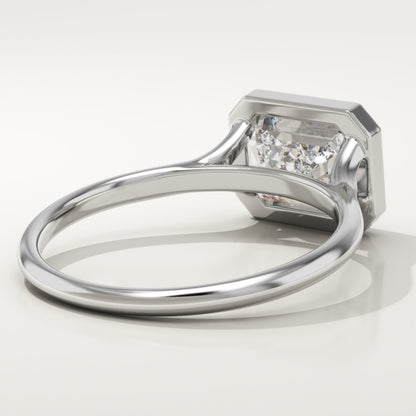 East West Emerald Cut Bezel Lab-Grown Diamond Engagement Ring