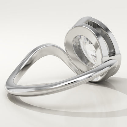 Oval Cut Half Bezel Waved Lab-Grown Diamond Engagement Ring