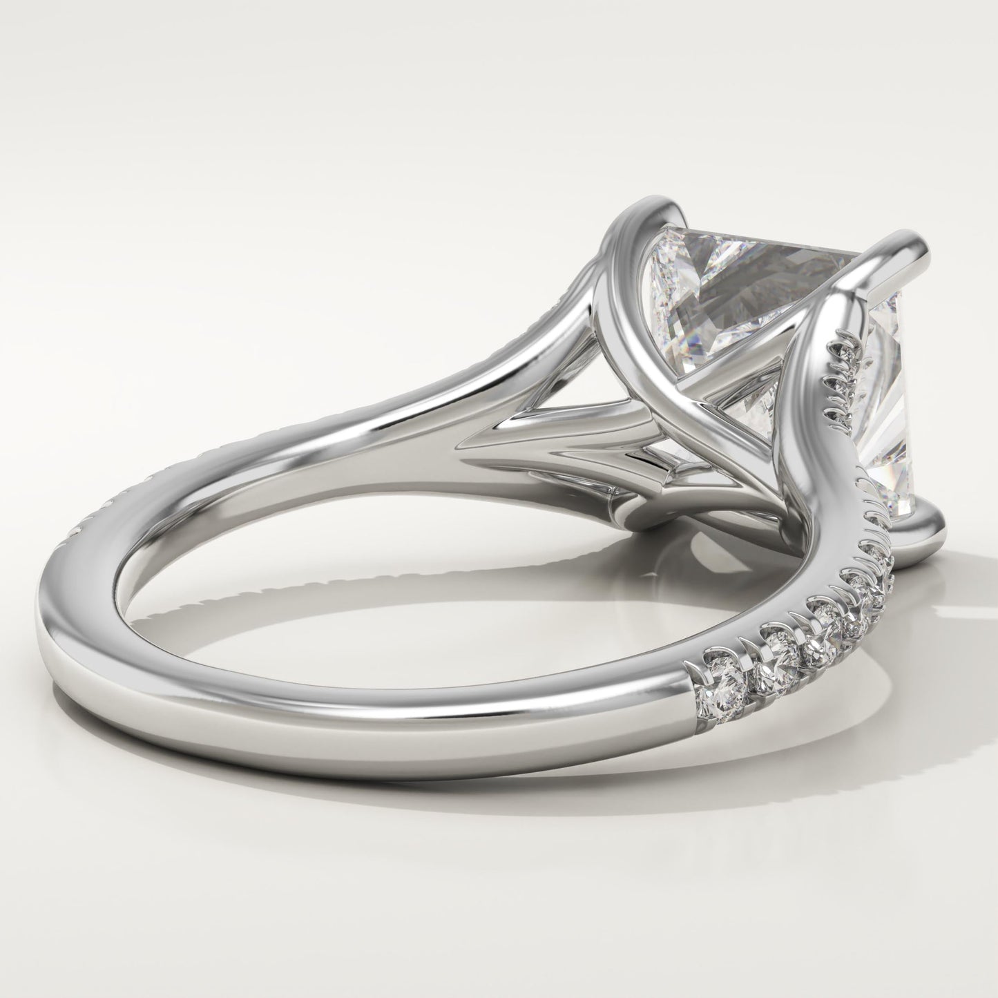 Princess Cut Pave Split Shank Lab-Grown Diamond Engagement Ring