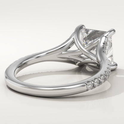 Princess Cut Pave Split Shank Lab-Grown Diamond Engagement Ring