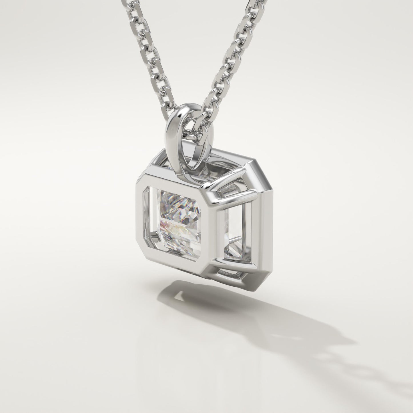 2 CT East West Emerald Lab-Grown Diamond Solitaire & Bezel Necklace
