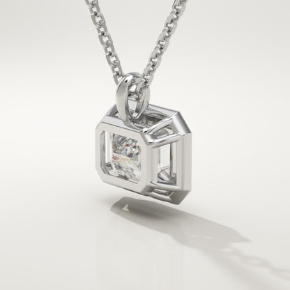 2 CT East West Emerald Lab-Grown Diamond Solitaire & Bezel Necklace
