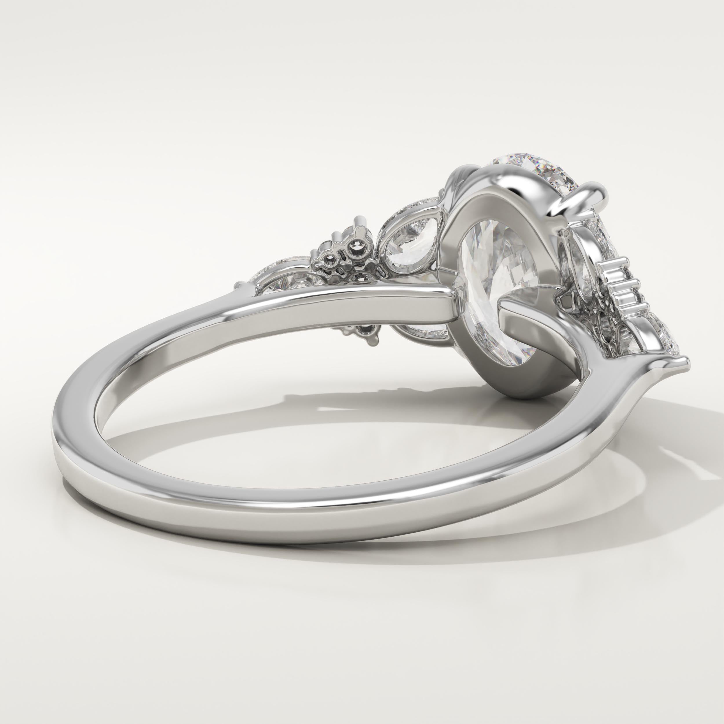 2.0 CT Oval Cut Cluster Lab-Grown Diamond Engagement Ring