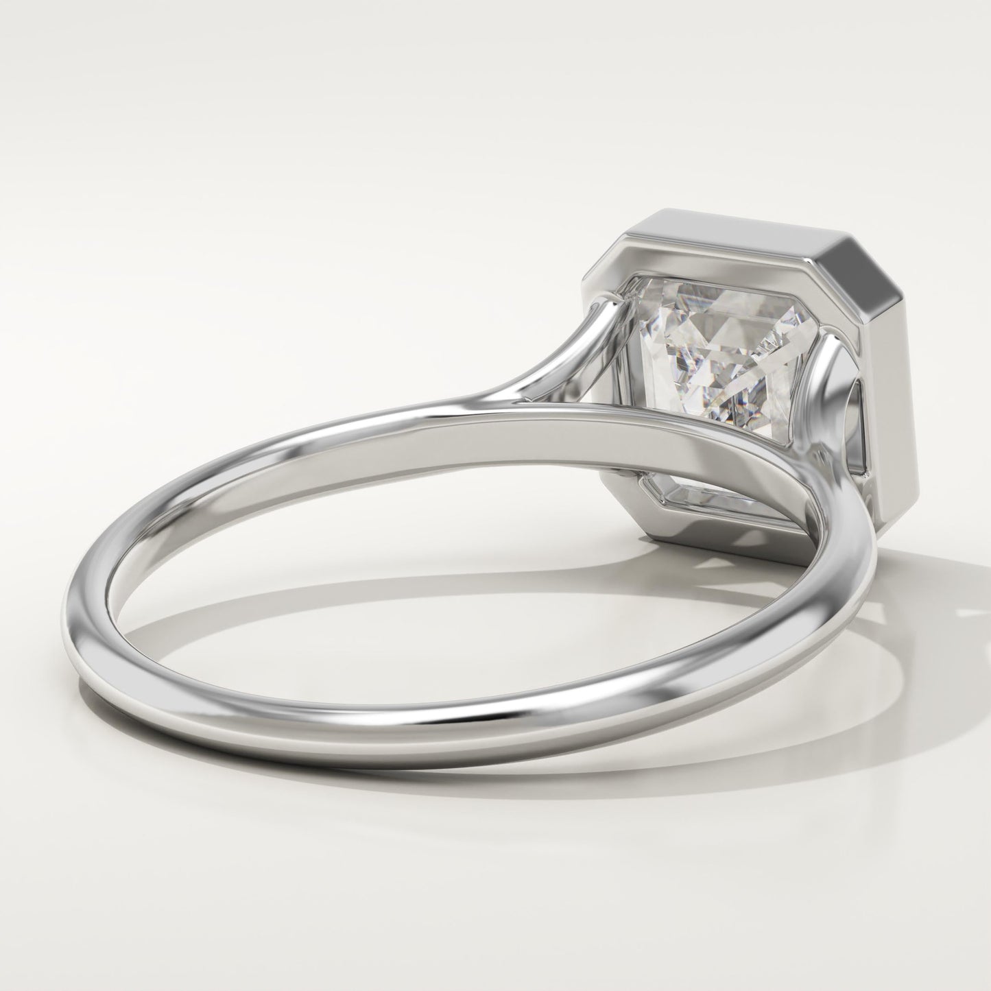 Asscher Cut Bezel Split Shank Lab-Grown Diamond Engagement Ring